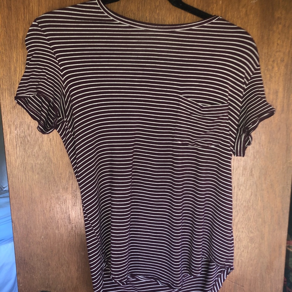 Maroon and White Striped Shirt | American Eagle